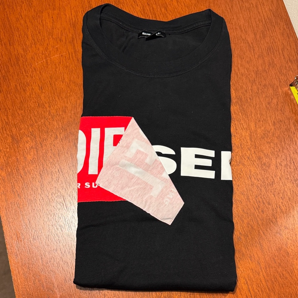 Diesel Black Tee with Red and White Design